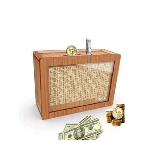 Piggy Bank for Adults Kids Wooden Money Bank Cash Vault Money Saving Box s37